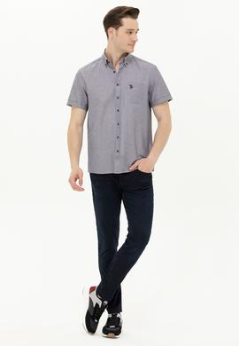 Erkek Lacivert Melanj Kısa Kollu Gömlek - 50262942089