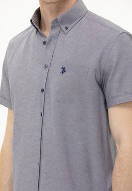 Erkek Lacivert Melanj Kısa Kollu Gömlek - 50262942089