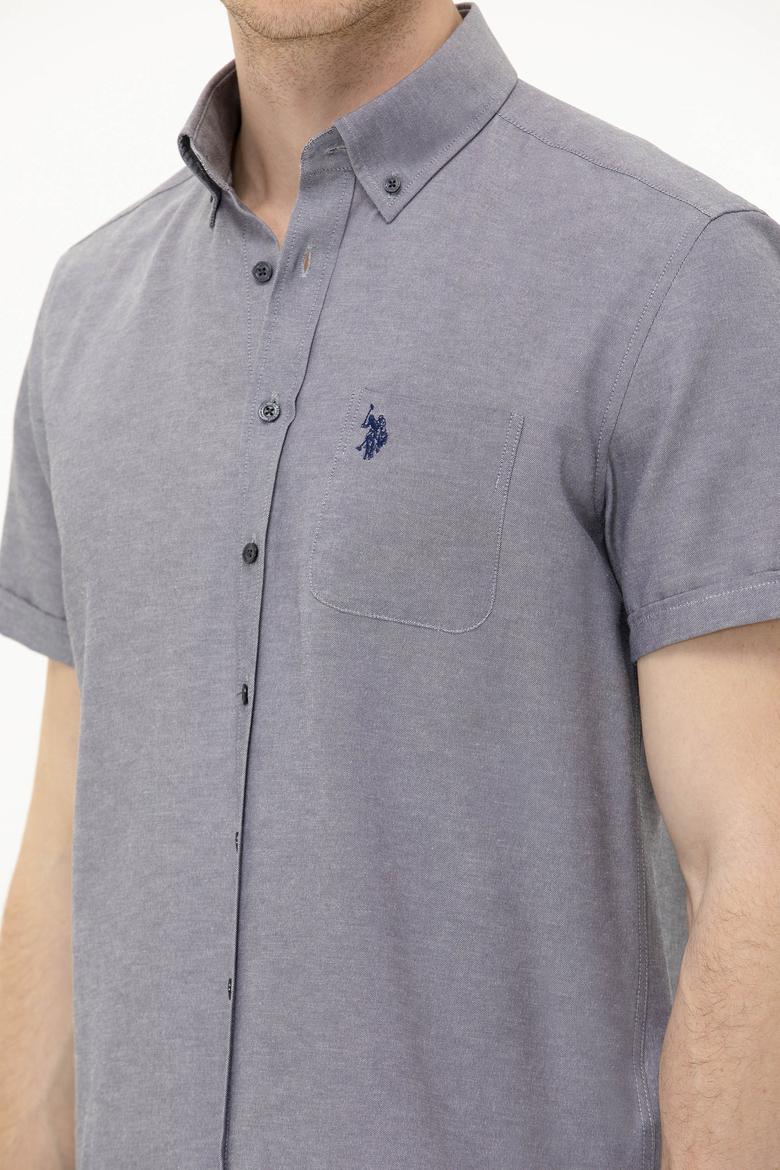 Erkek Lacivert Melanj Kısa Kollu Gömlek - 50262942089