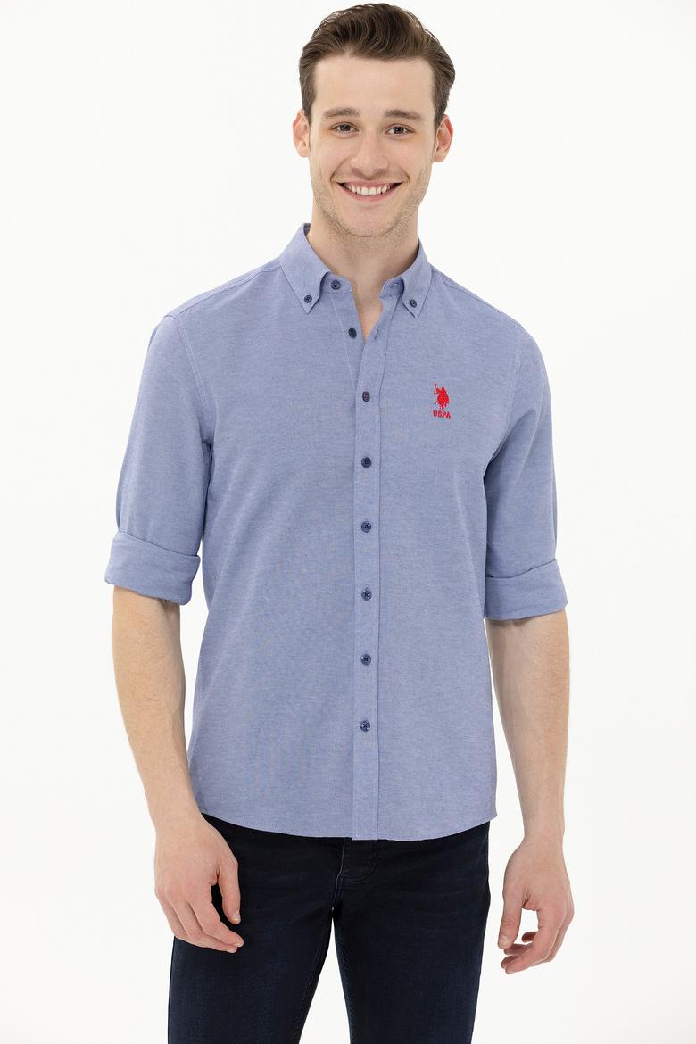 Erkek Lacivert Uzun Kollu Basic Gömlek