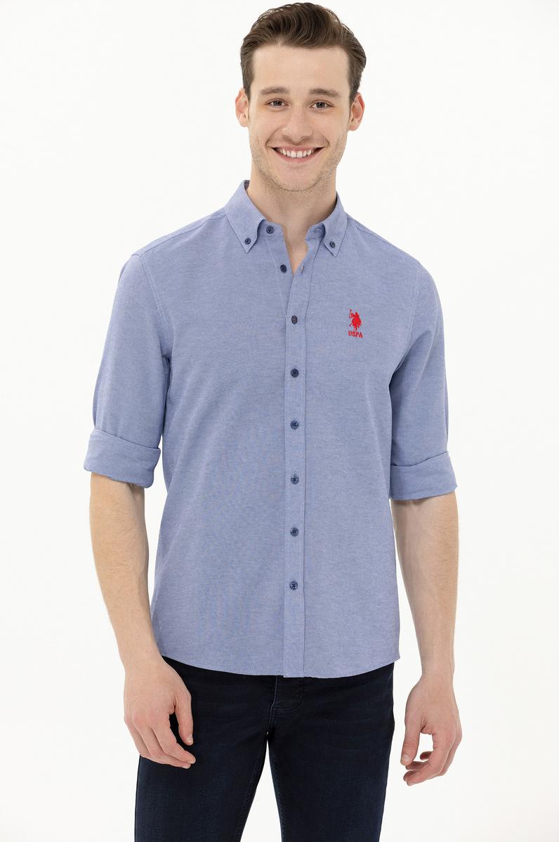 Erkek Lacivert Uzun Kollu Basic Gömlek