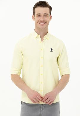 Erkek Açık Sarı Uzun Kollu Basic Gömlek - 50262980068