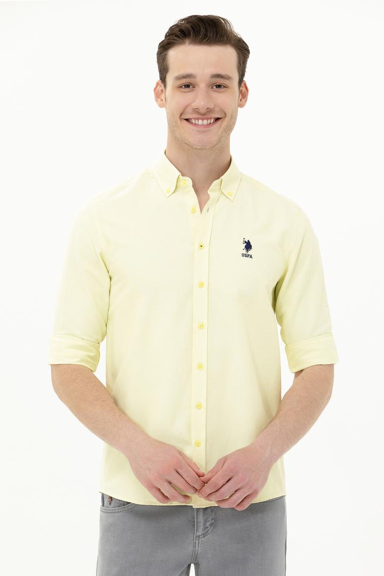 Erkek Açık Sarı Uzun Kollu Basic Gömlek - 50262980068