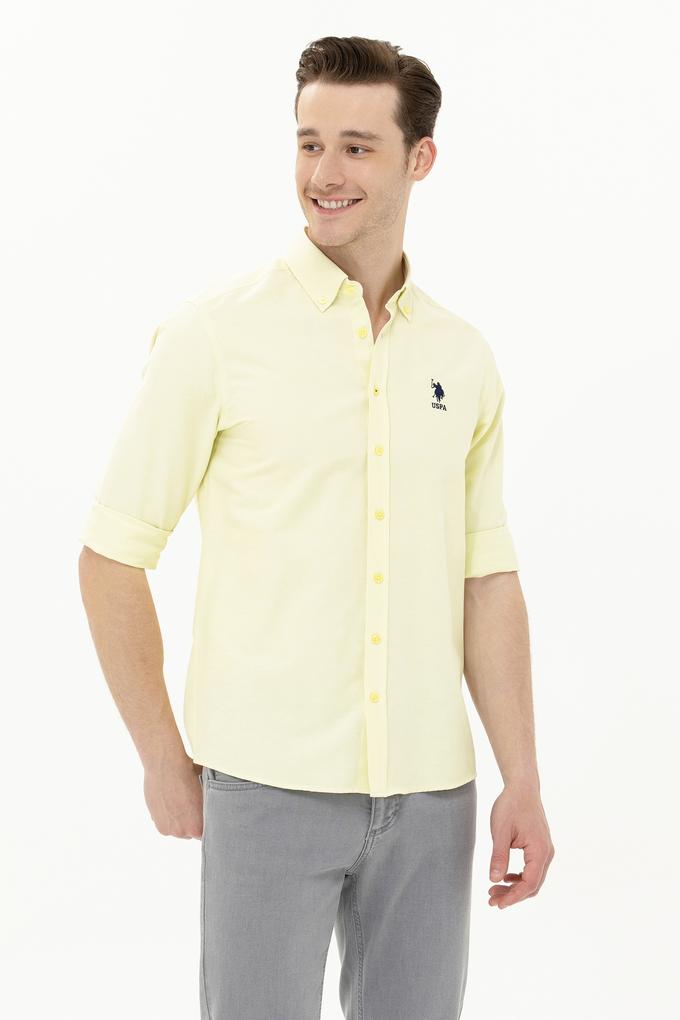 Erkek Açık Sarı Uzun Kollu Basic Gömlek