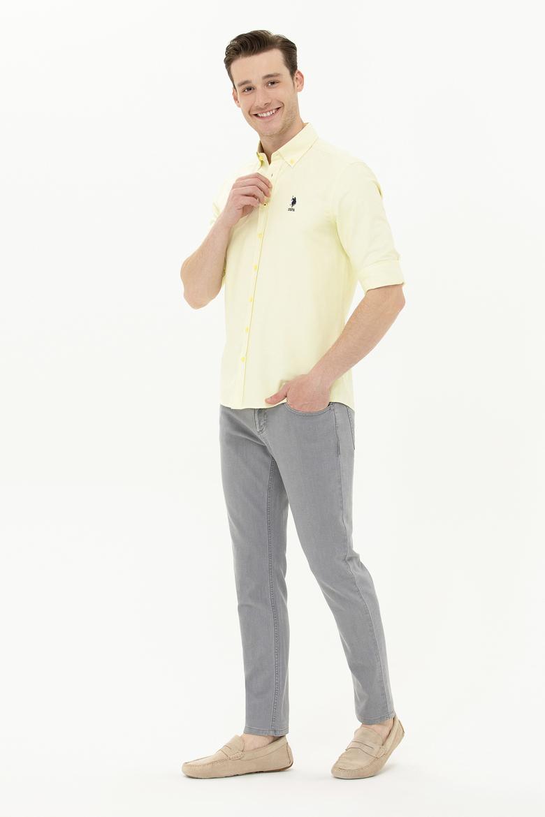 Erkek Açık Sarı Uzun Kollu Basic Gömlek - 50262980068