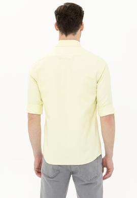 Erkek Açık Sarı Uzun Kollu Basic Gömlek - 50262980068