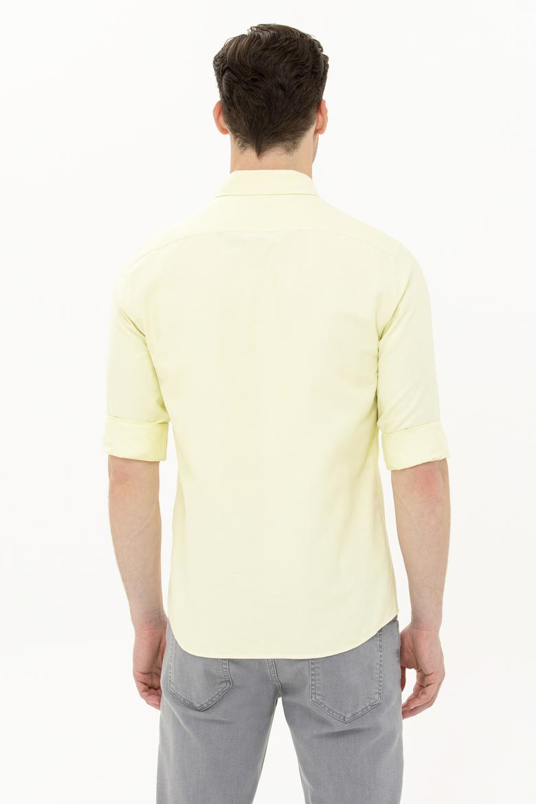 Erkek Açık Sarı Uzun Kollu Basic Gömlek - 50262980068