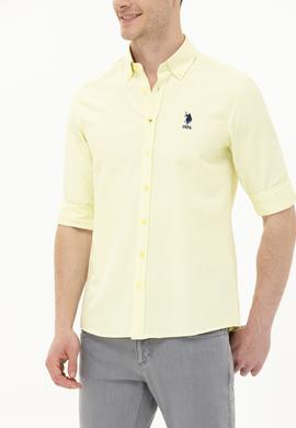 Erkek Açık Sarı Uzun Kollu Basic Gömlek - 50262980068