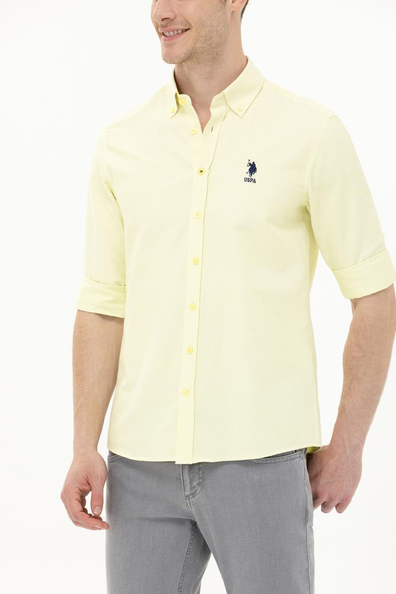 Erkek Açık Sarı Uzun Kollu Basic Gömlek - 50262980068