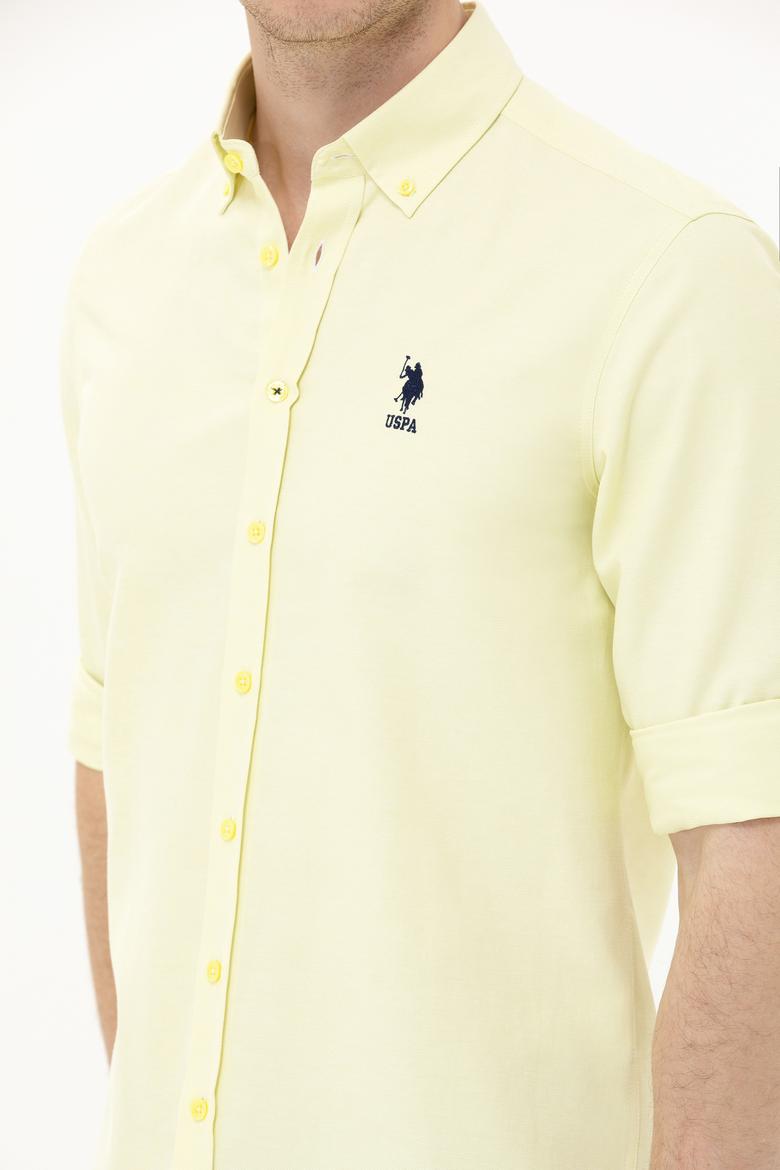 Erkek Açık Sarı Uzun Kollu Basic Gömlek - 50262980068