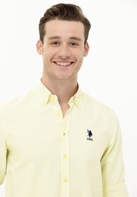 Erkek Açık Sarı Uzun Kollu Basic Gömlek - 50262980068