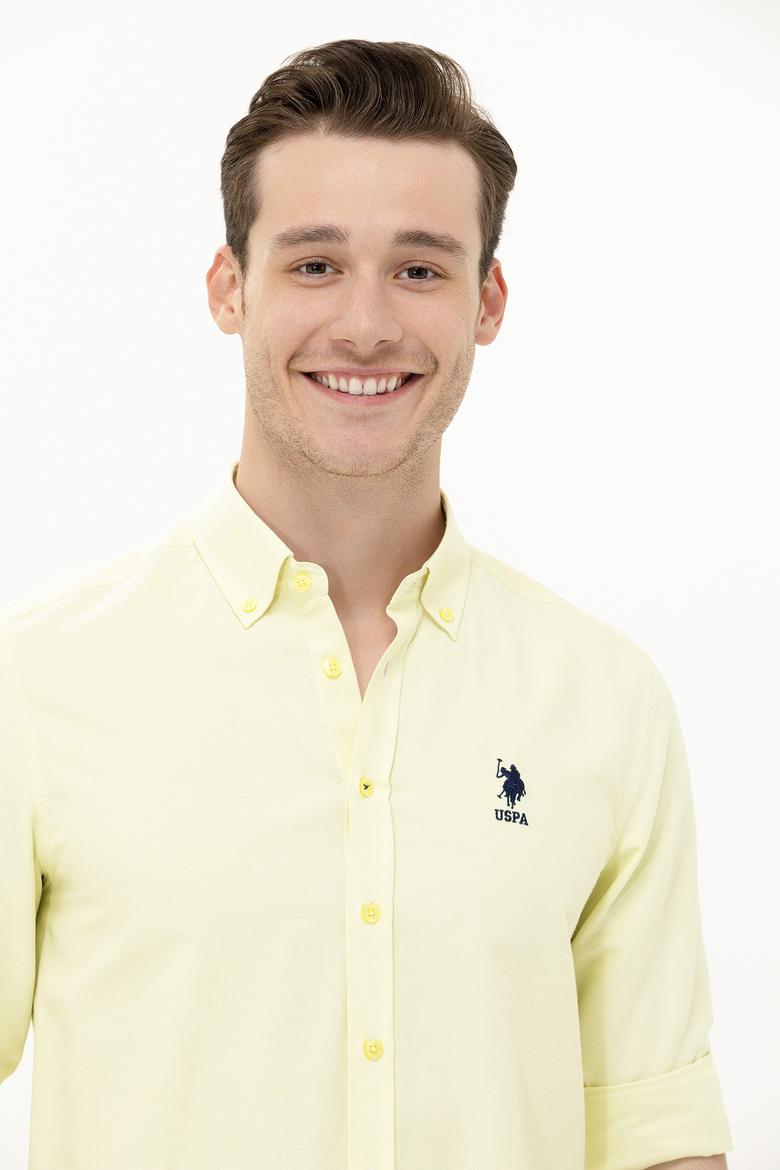 Erkek Açık Sarı Uzun Kollu Basic Gömlek - 50262980068