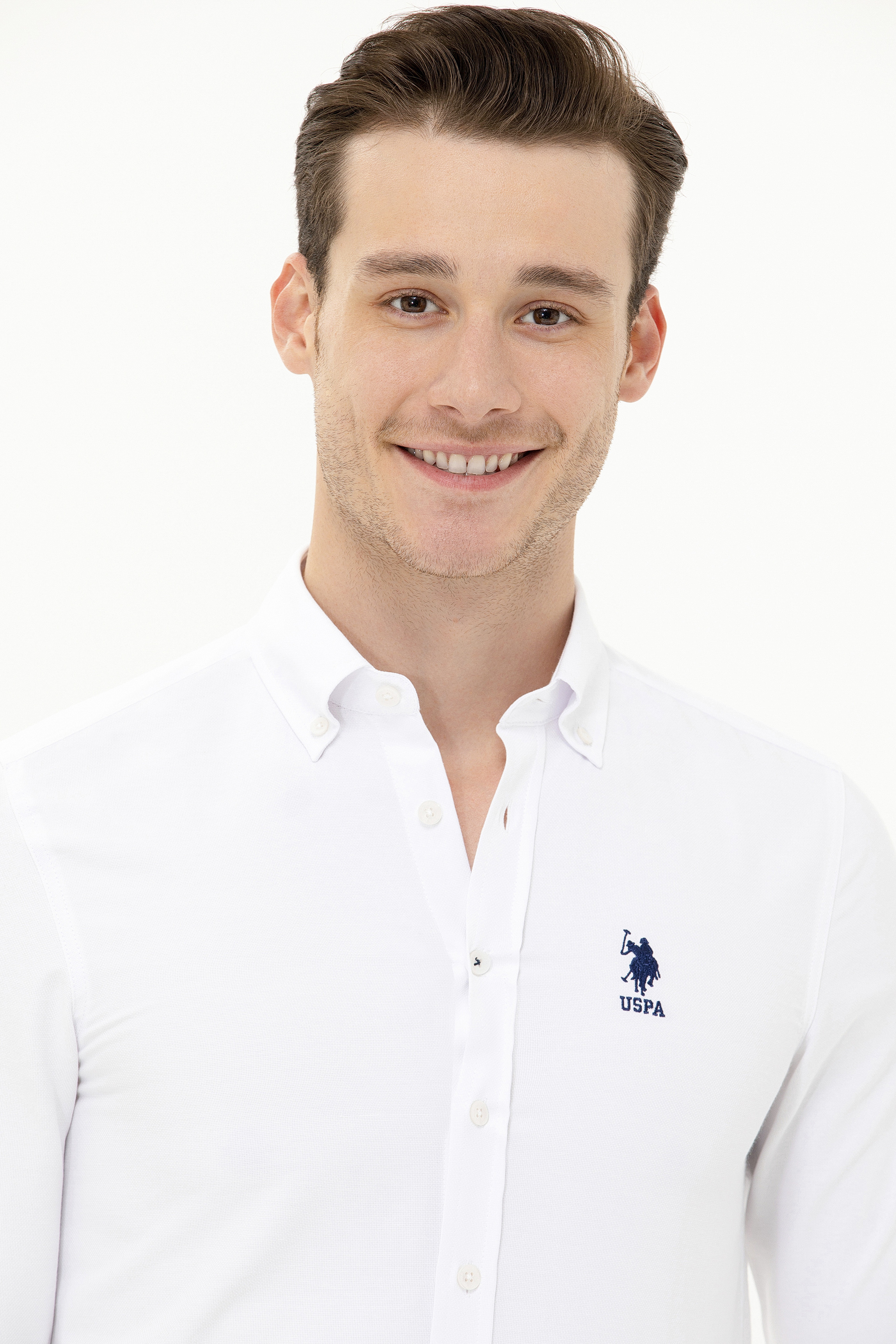 Erkek Beyaz Uzun Kollu Basic Gömlek - Image 3