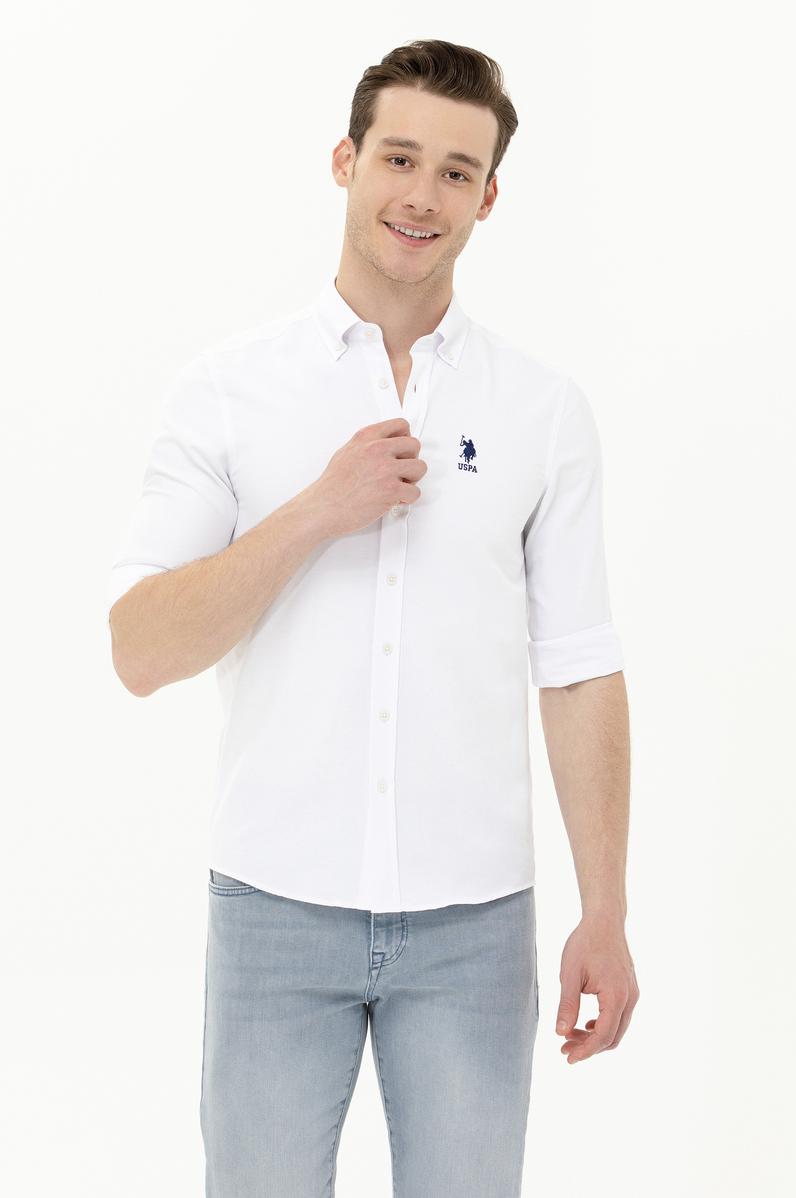 Erkek Beyaz Uzun Kollu Basic Gömlek