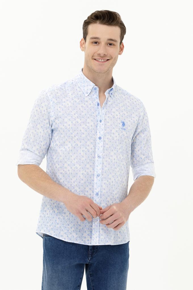 Erkek Mavi Uzun Kollu Gömlek