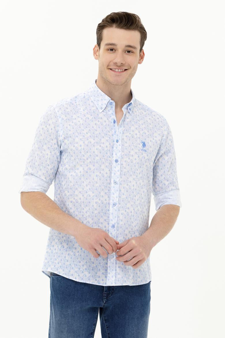 Erkek Mavi Uzun Kollu Gömlek