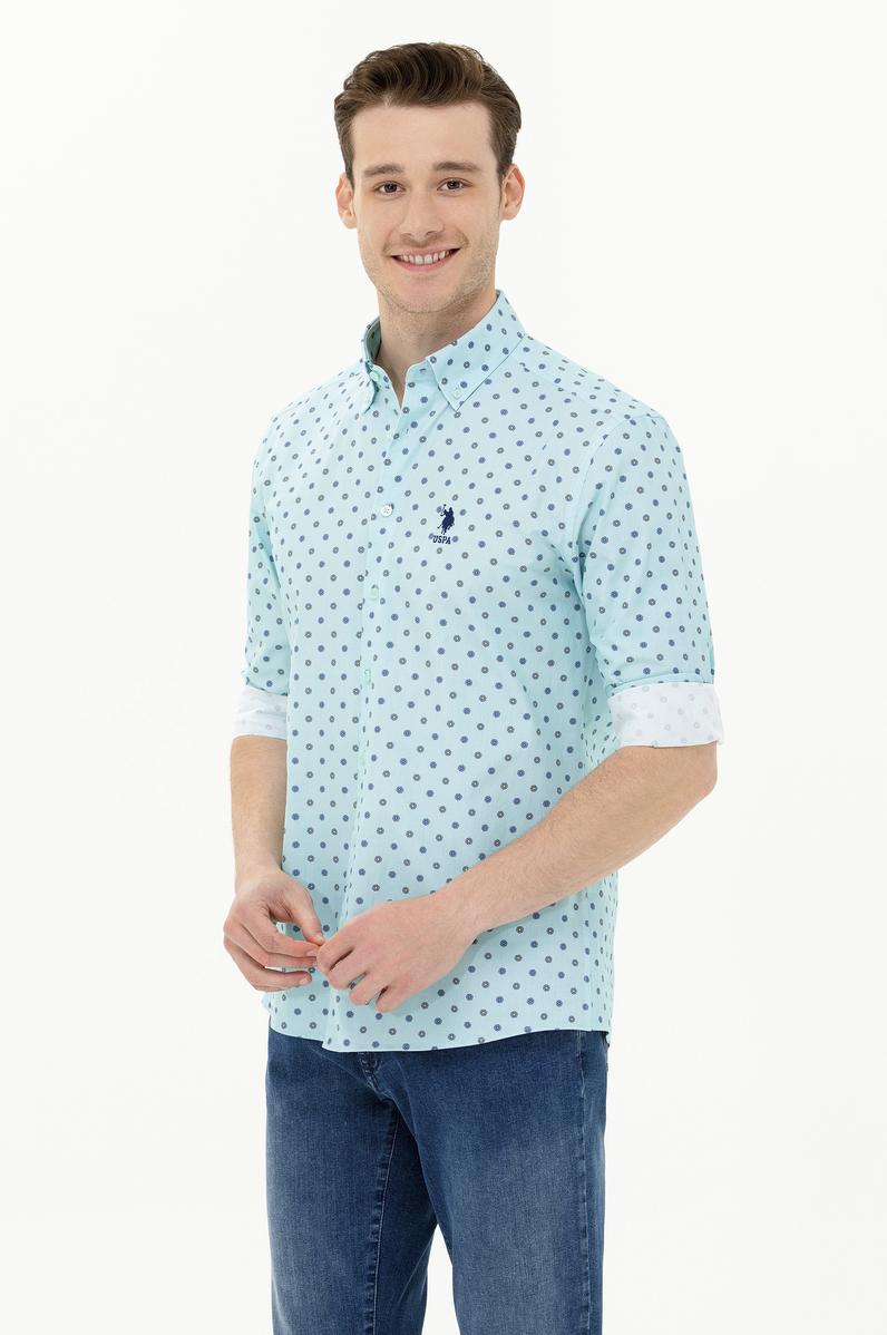 Erkek Su Yeşili Uzun Kollu Gömlek