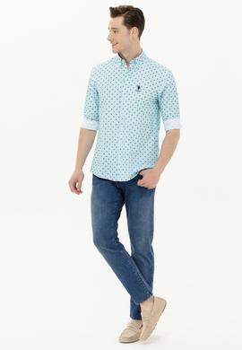 Erkek Su Yeşili Uzun Kollu Gömlek - 50263160036