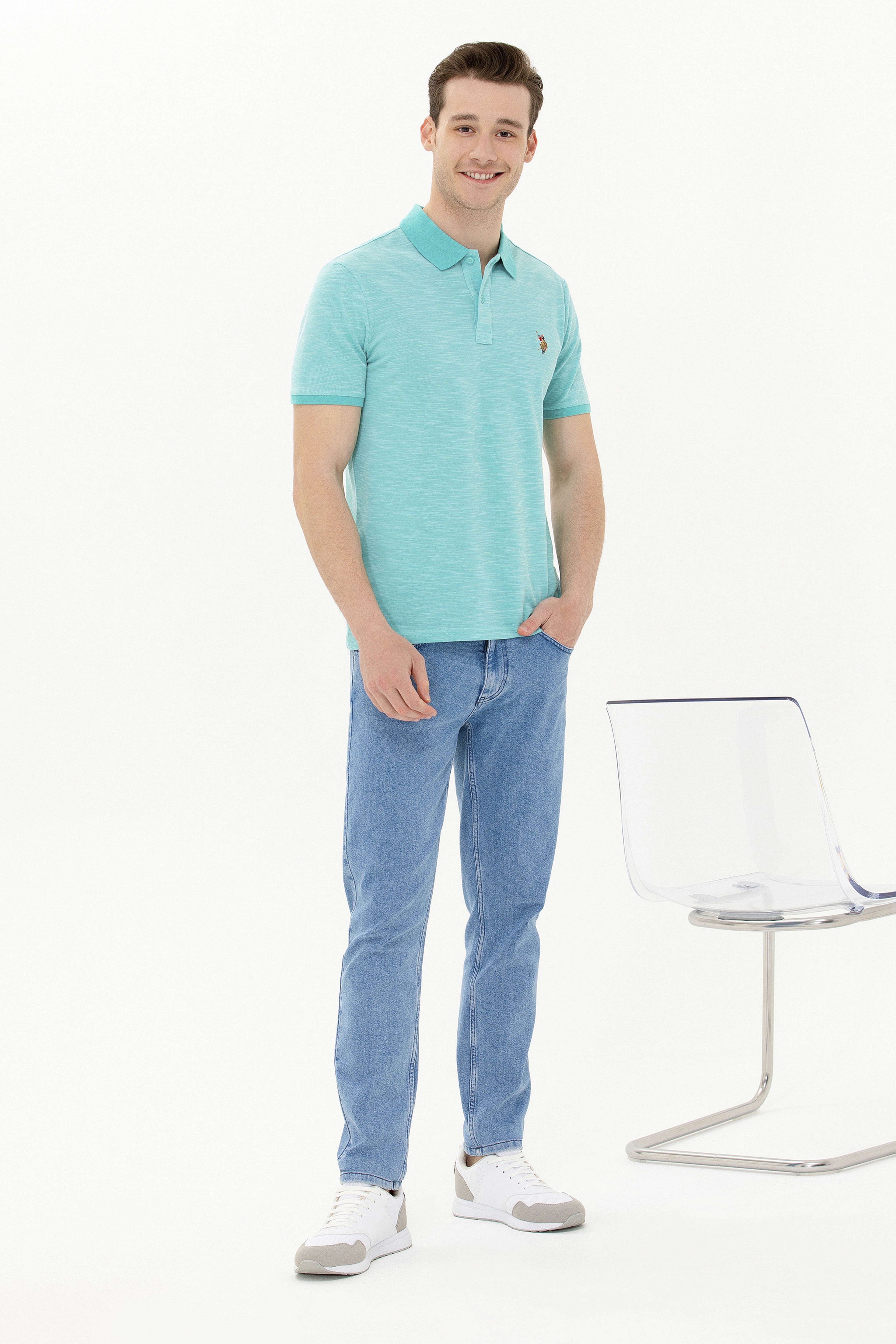Erkek Mint Polo Yaka Tişört - Image 4