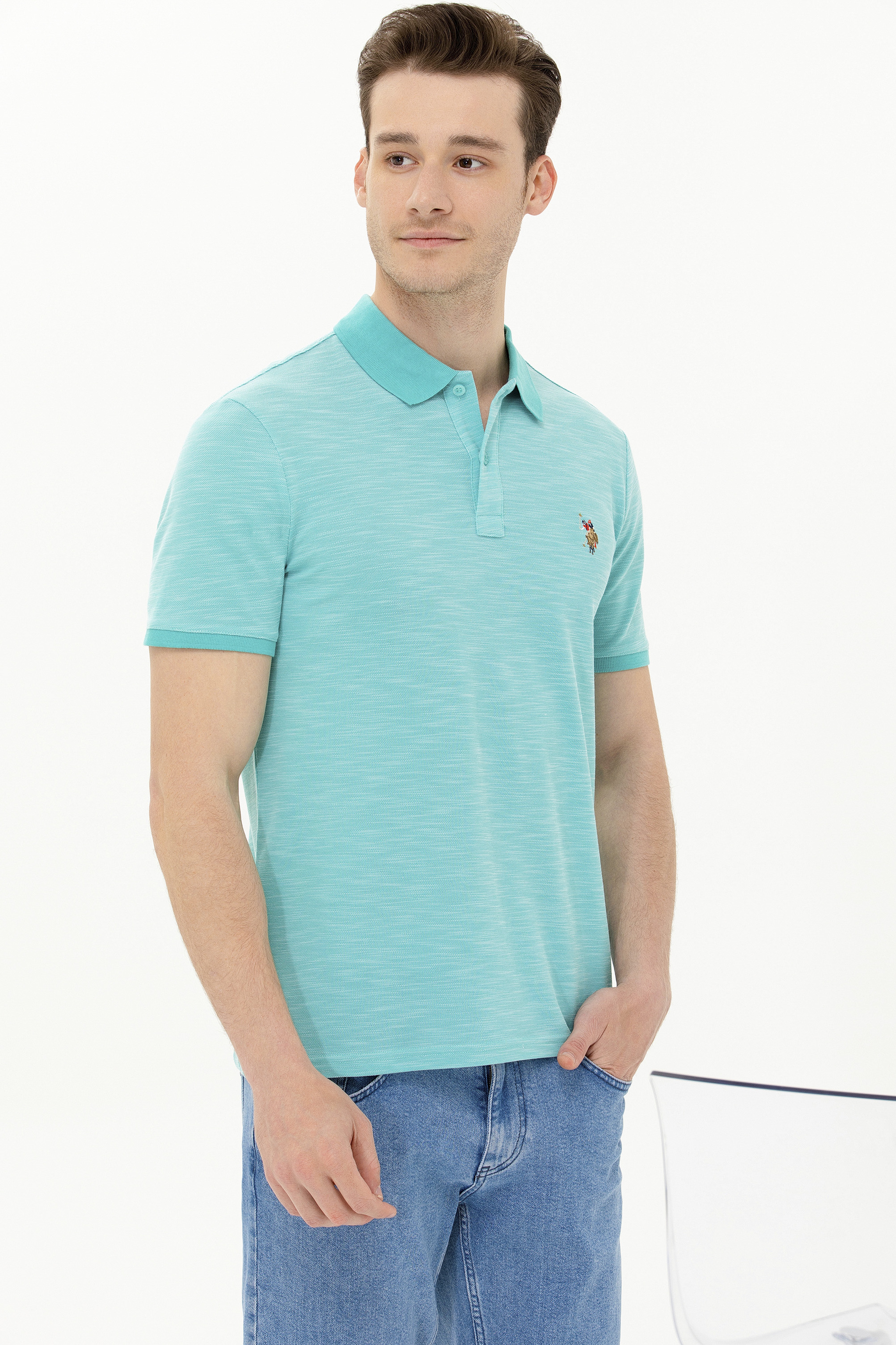 Erkek Mint Polo Yaka Tişört - Image 2