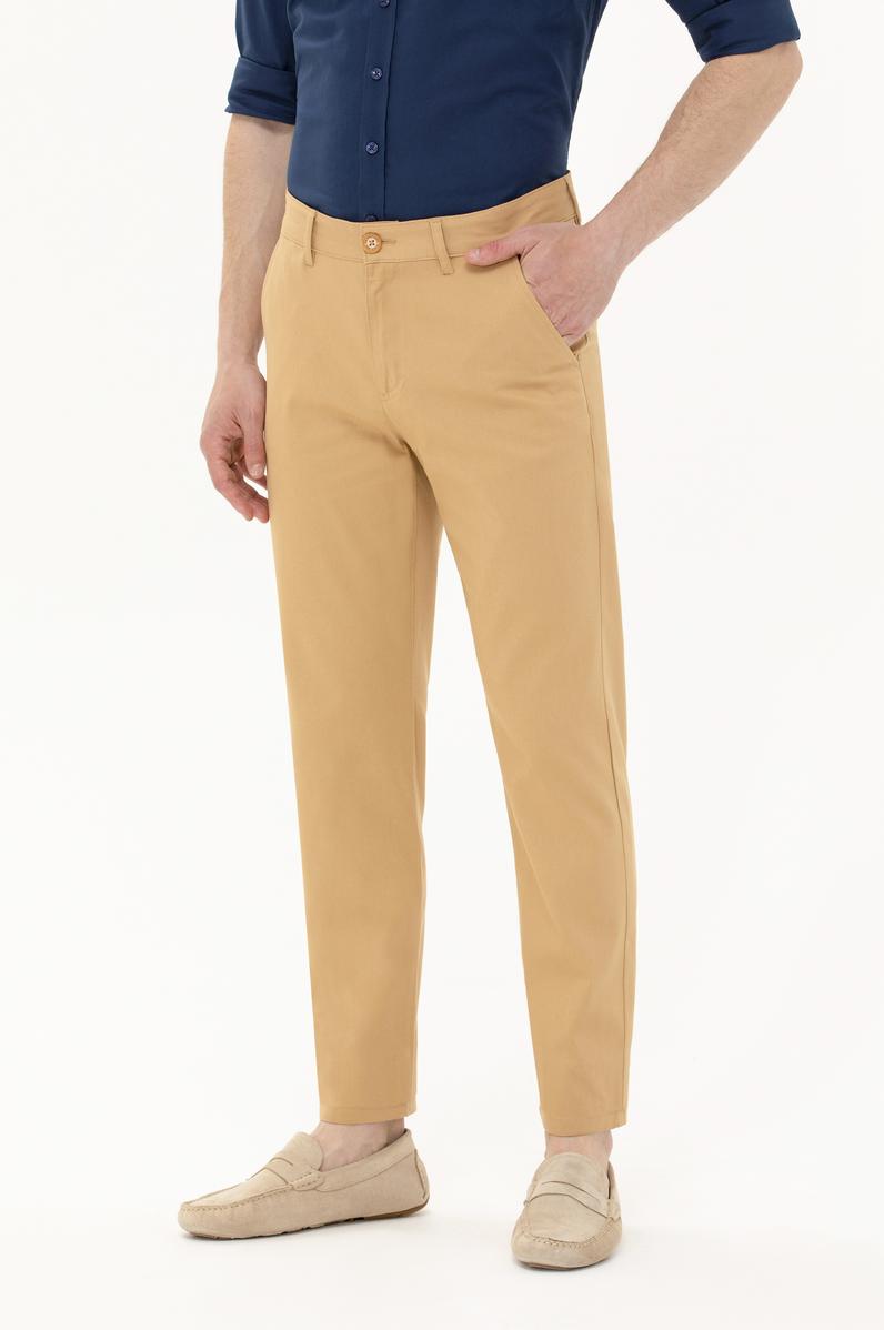 Erkek Slim Fit Camel Kanvas / Chino Pantolon
