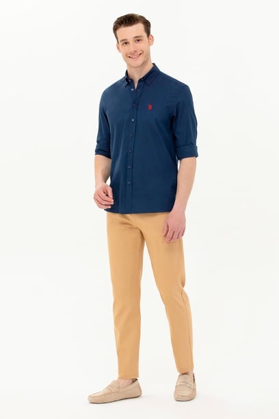 Erkek Slim Fit Camel Kanvas / Chino Pantolon