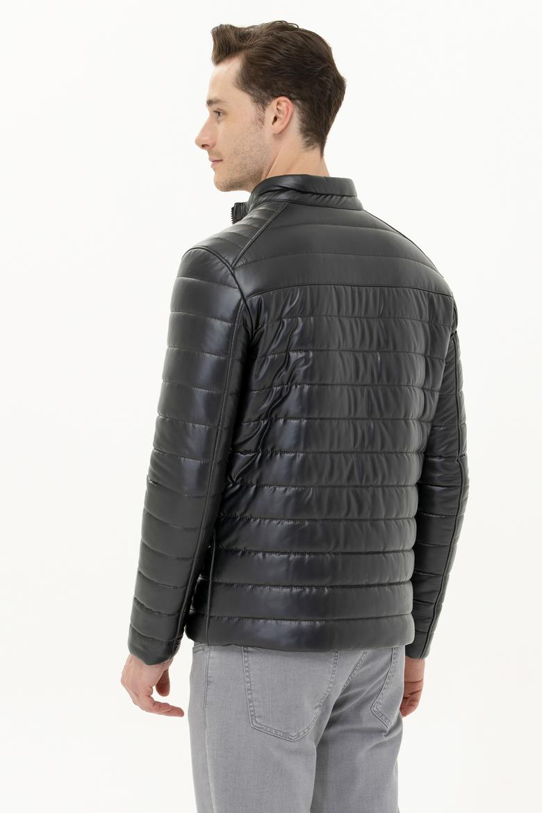 Erkek Haki Deri Ceket - 50269044002