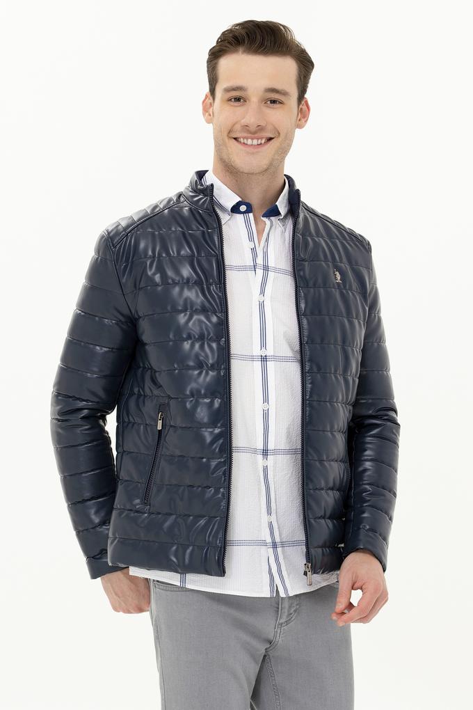 Erkek Lacivert Deri Ceket