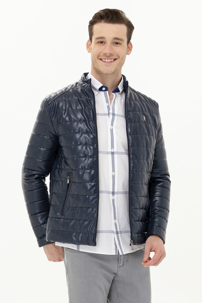 Erkek Lacivert Deri Ceket