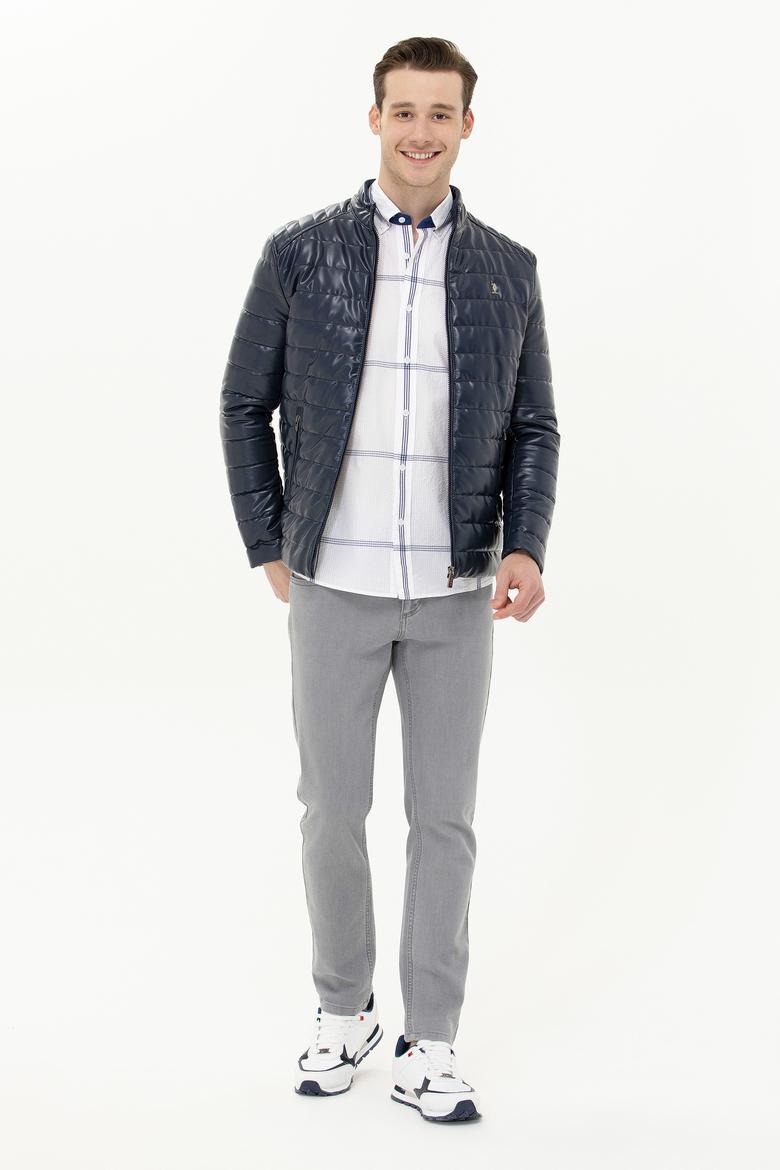 Erkek Lacivert Deri Ceket - 50269044030