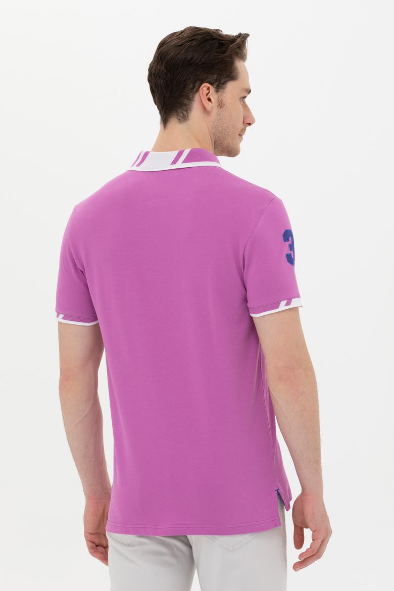 Erkek Menekşe Basic Polo Yaka Tişört - 50249140019