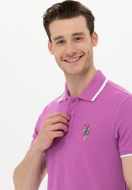 Erkek Menekşe Basic Polo Yaka Tişört - 50249140019