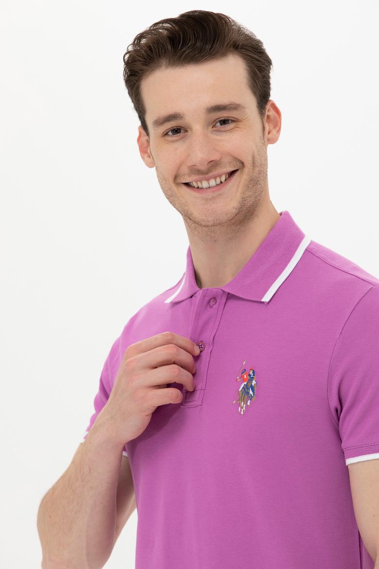 Erkek Menekşe Basic Polo Yaka Tişört - 50249140019