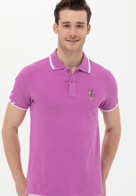 Erkek Menekşe Basic Polo Yaka Tişört - 50249140019