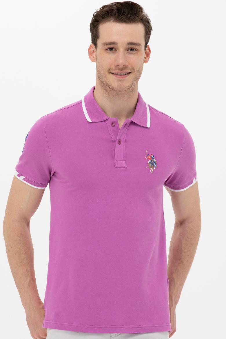 Erkek Menekşe Basic Polo Yaka Tişört - 50249140019