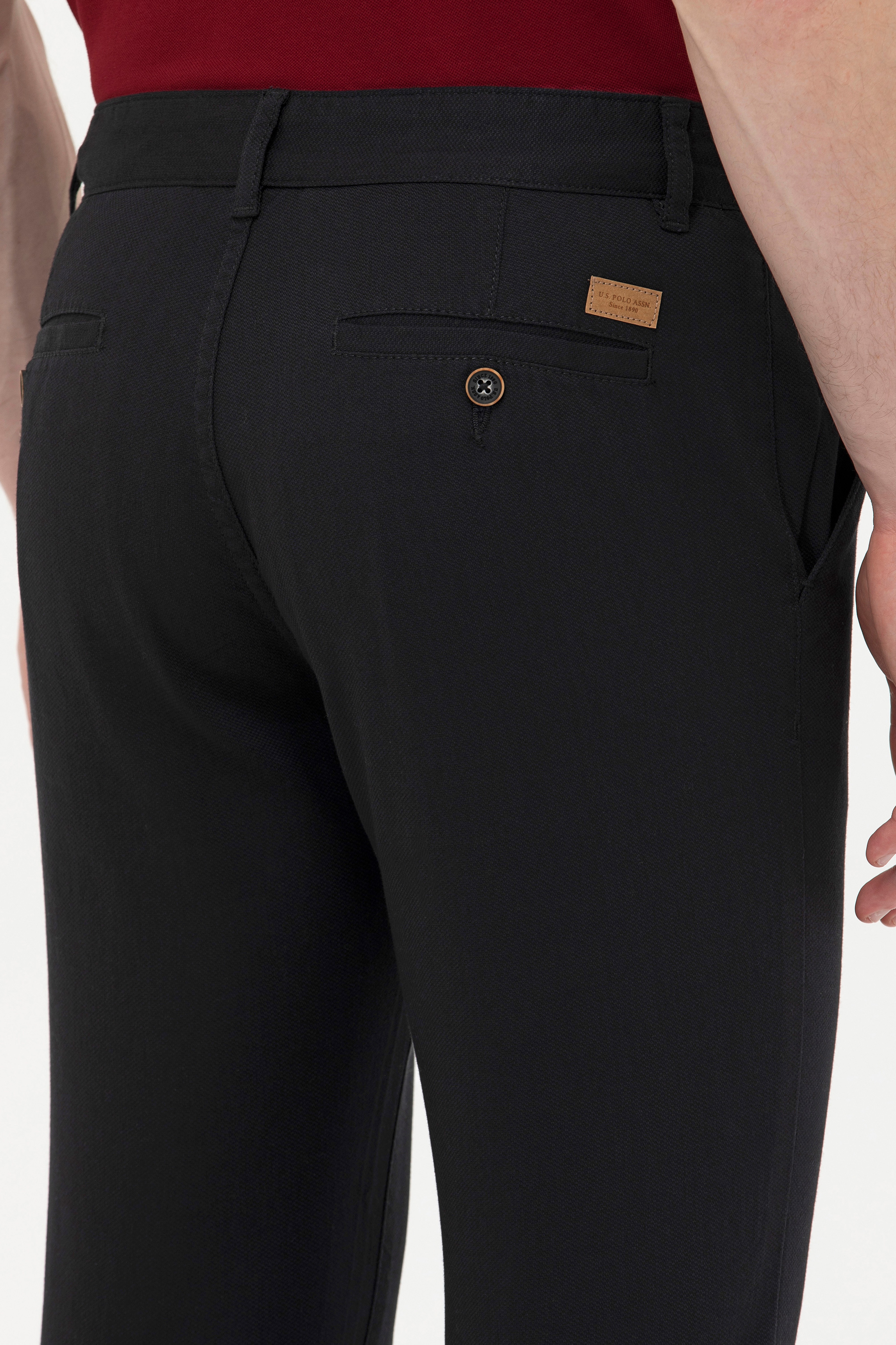 Erkek Slim Fit Siyah Kanvas Pantolon - Image 7