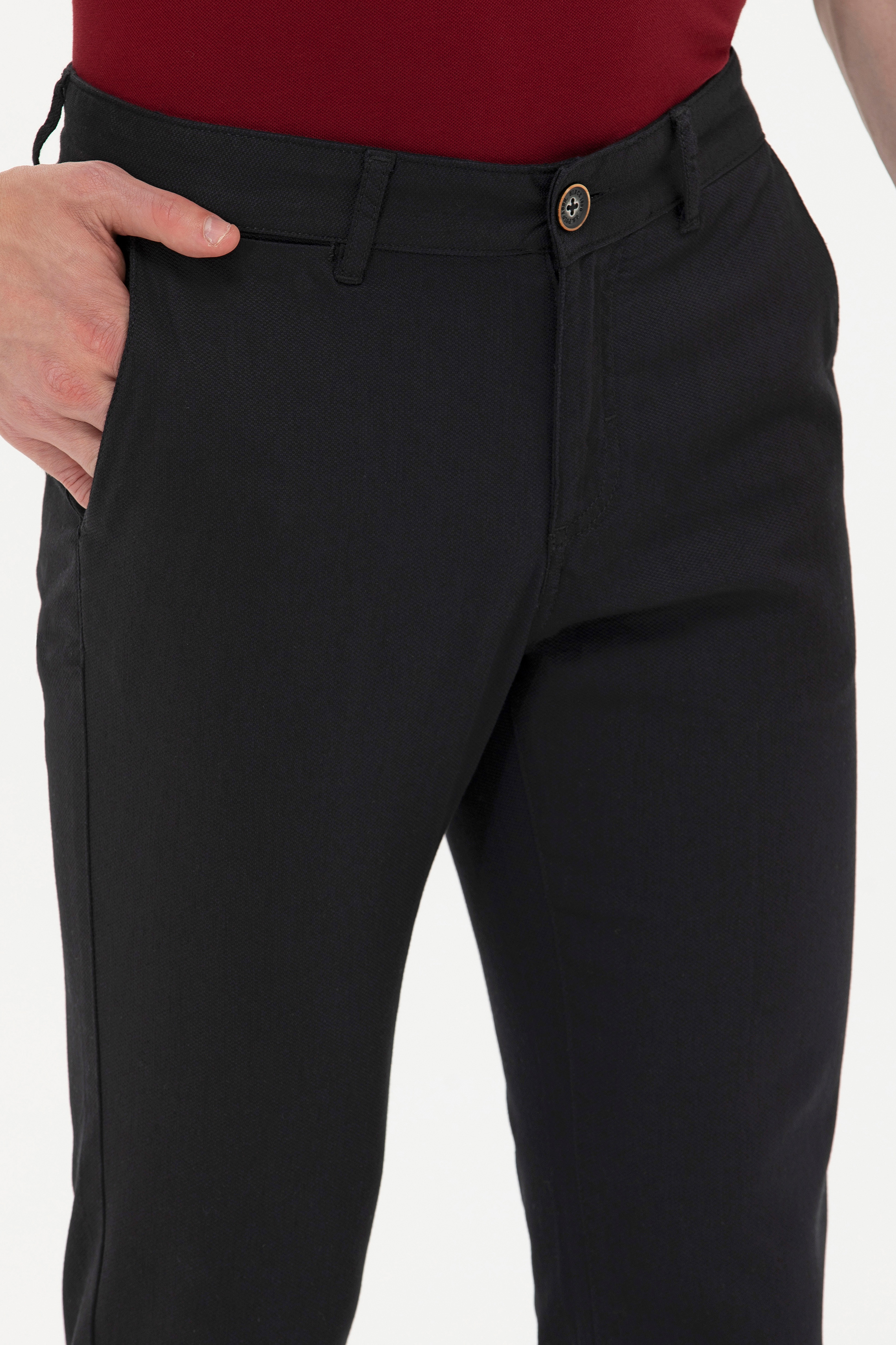 Erkek Slim Fit Siyah Kanvas Pantolon - Image 6