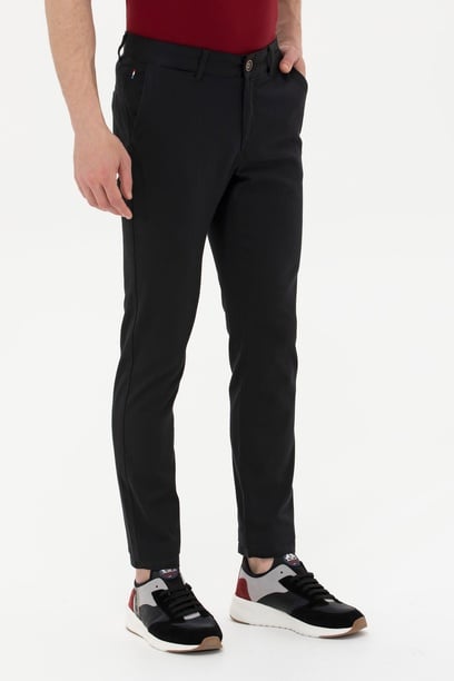 Erkek Slim Fit Siyah Kanvas Pantolon