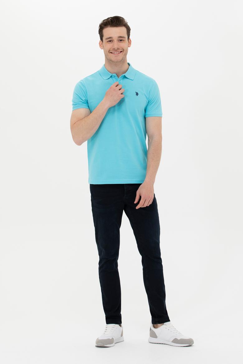 Erkek Turkuaz Basic Polo Yaka Tişört - 50249149272