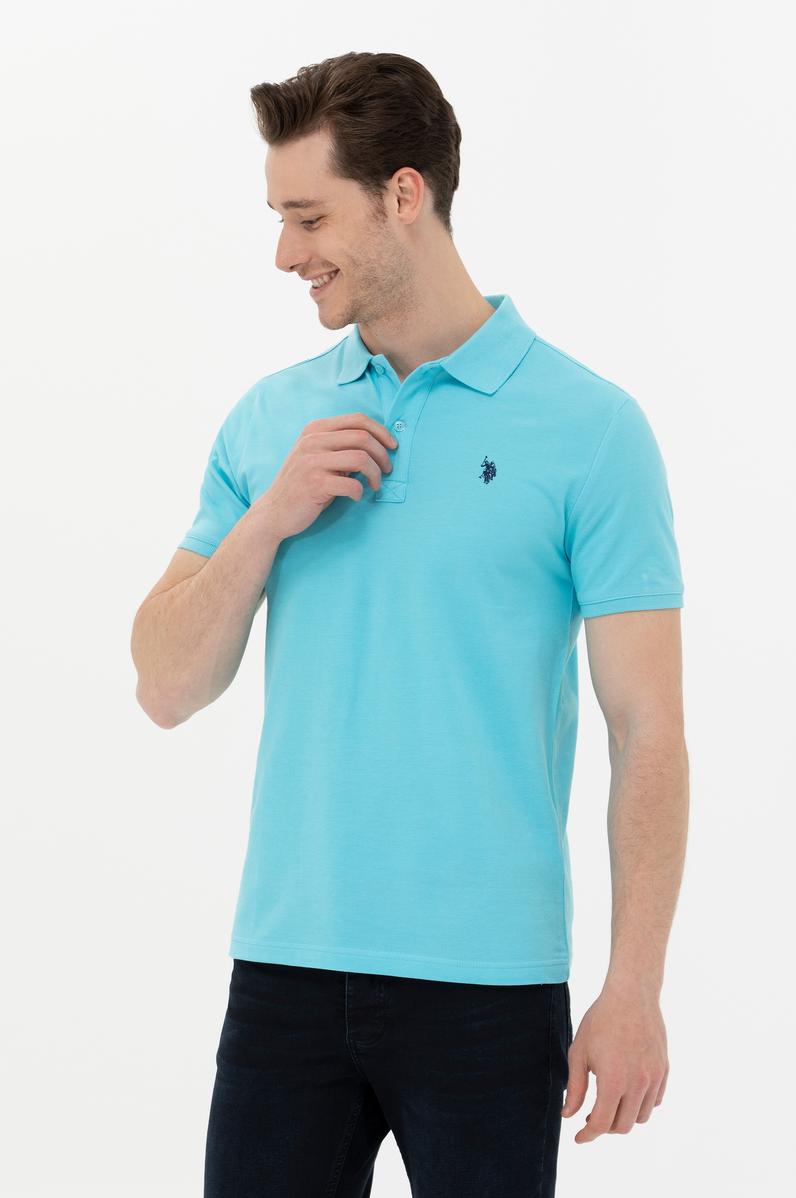 Erkek Turkuaz Basic Polo Yaka Tişört