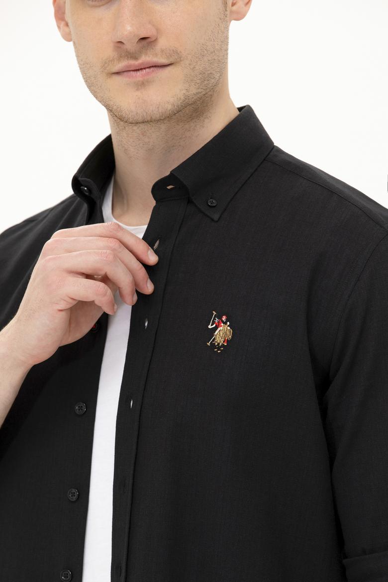 Erkek Siyah Uzun Kollu Basic Gömlek - 50262872105