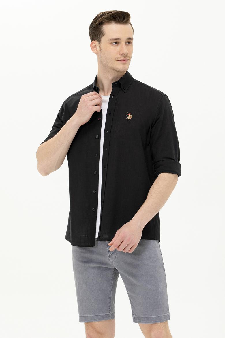 Erkek Siyah Uzun Kollu Basic Gömlek