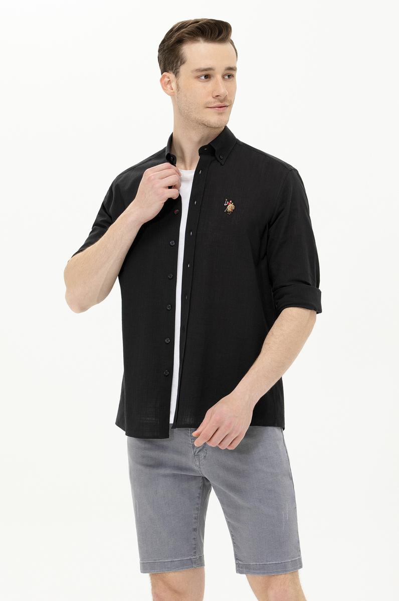 Erkek Siyah Uzun Kollu Basic Gömlek