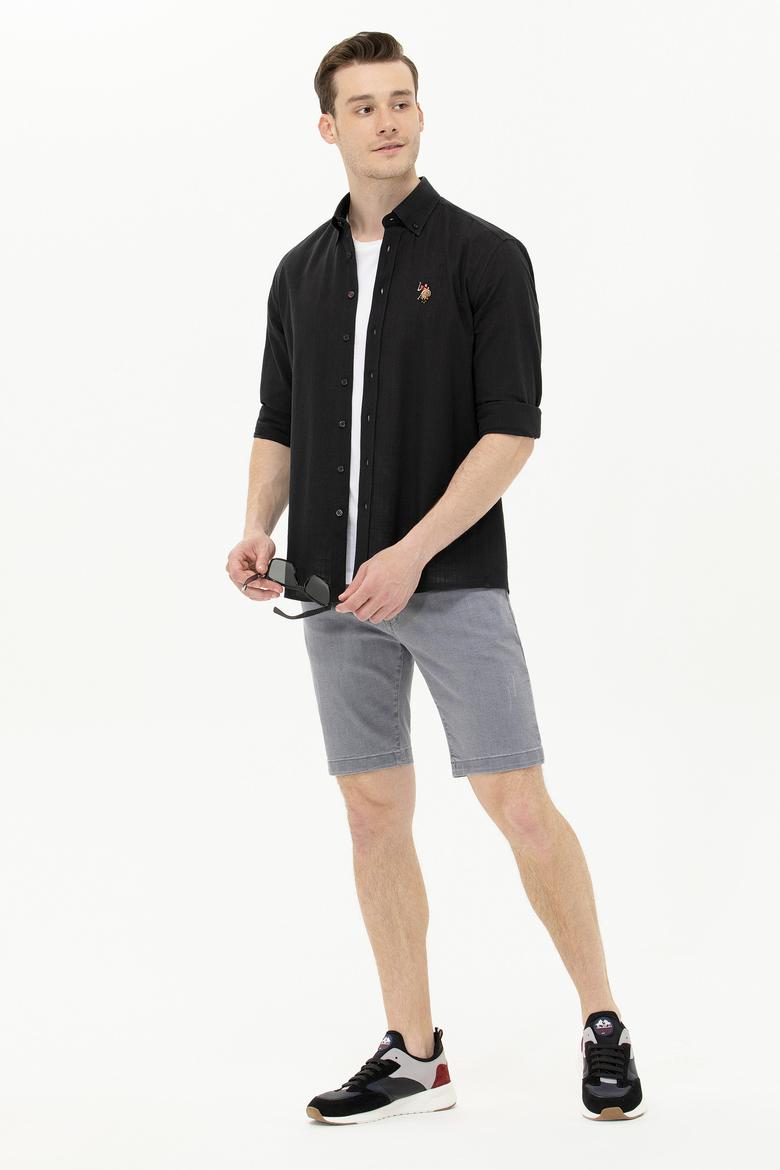 Erkek Siyah Uzun Kollu Basic Gömlek - 50262872105