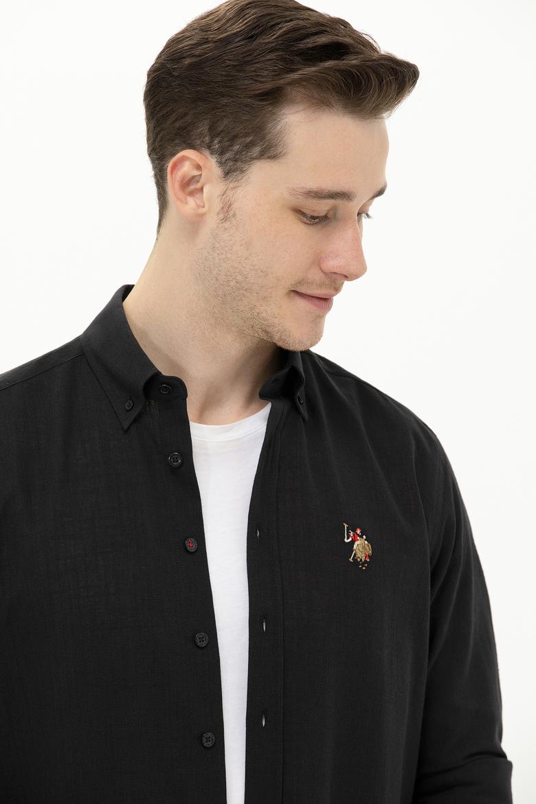 Erkek Siyah Uzun Kollu Basic Gömlek - 50262872105