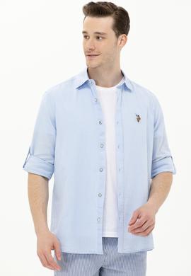 Erkek Açık Mavi Uzun Kollu Basic Gömlek - 50262880010