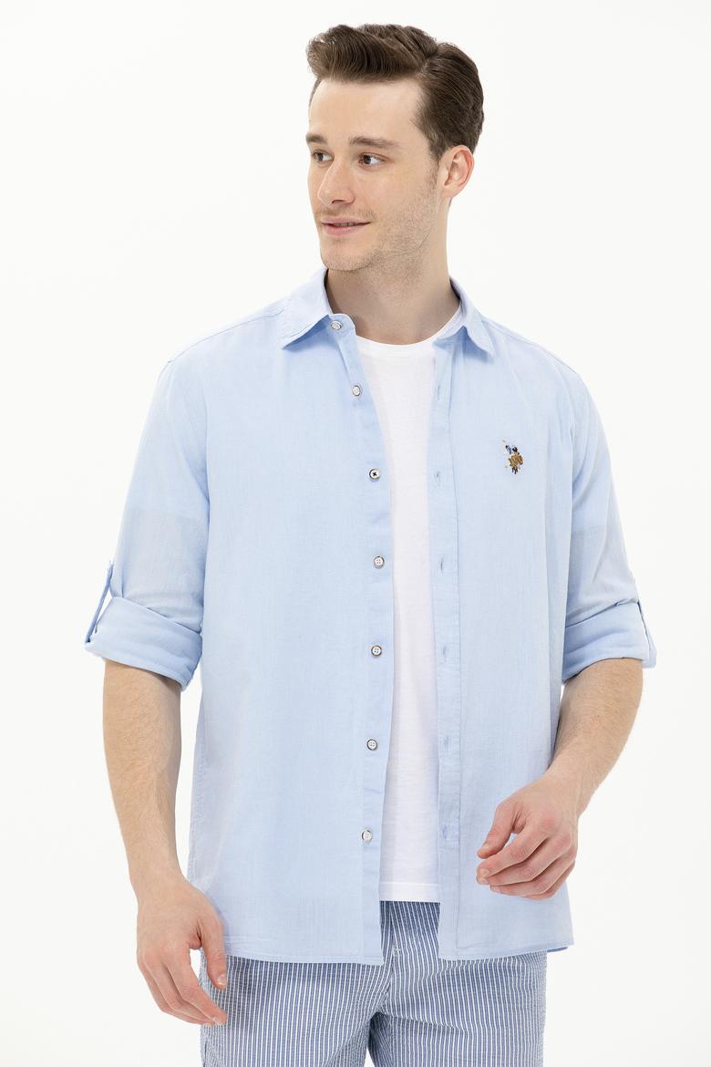 Erkek Açık Mavi Uzun Kollu Basic Gömlek - 50262880010