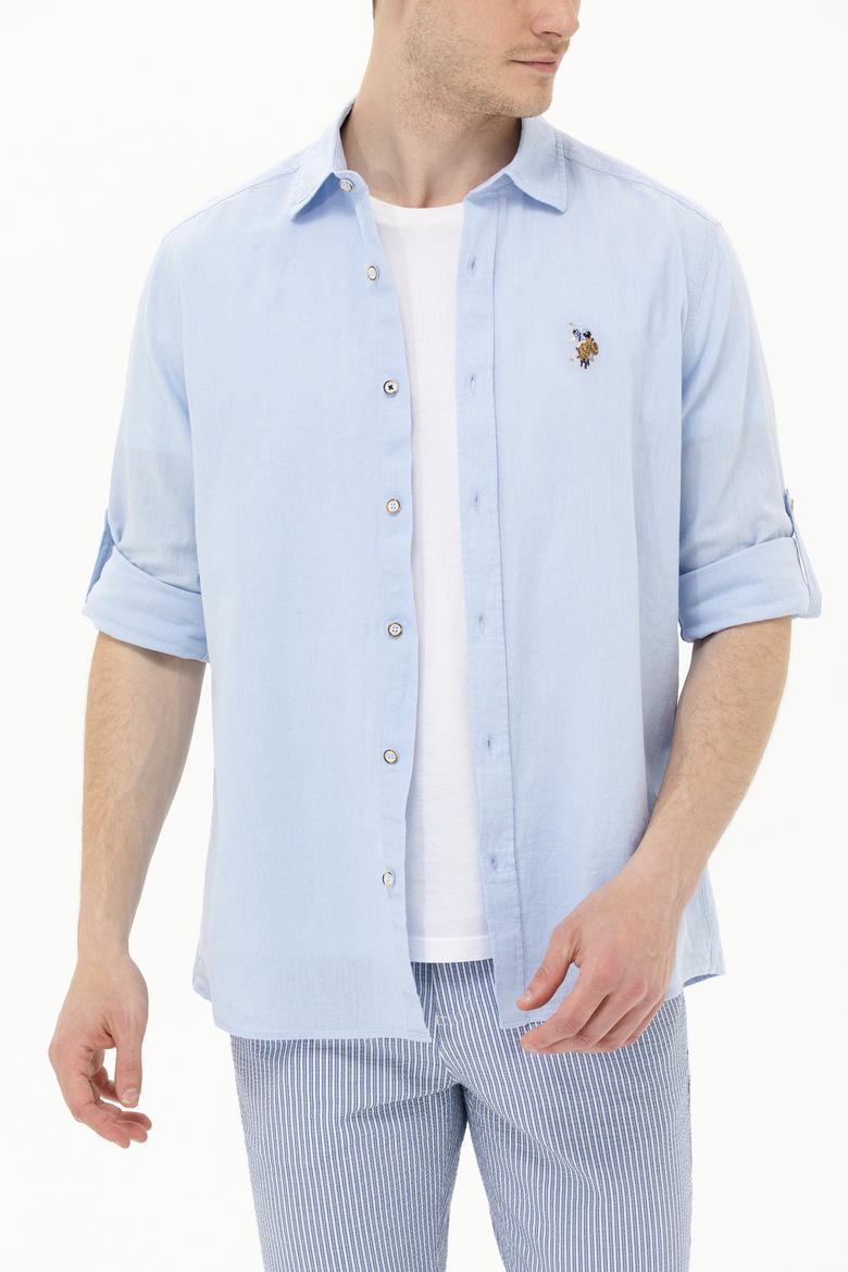 Erkek Açık Mavi Uzun Kollu Basic Gömlek - 50262880010