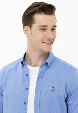 Erkek Saks Uzun Kollu Basic Gömlek - 50263099050