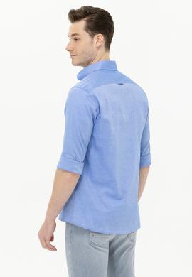 Erkek Saks Uzun Kollu Basic Gömlek - 50263099050